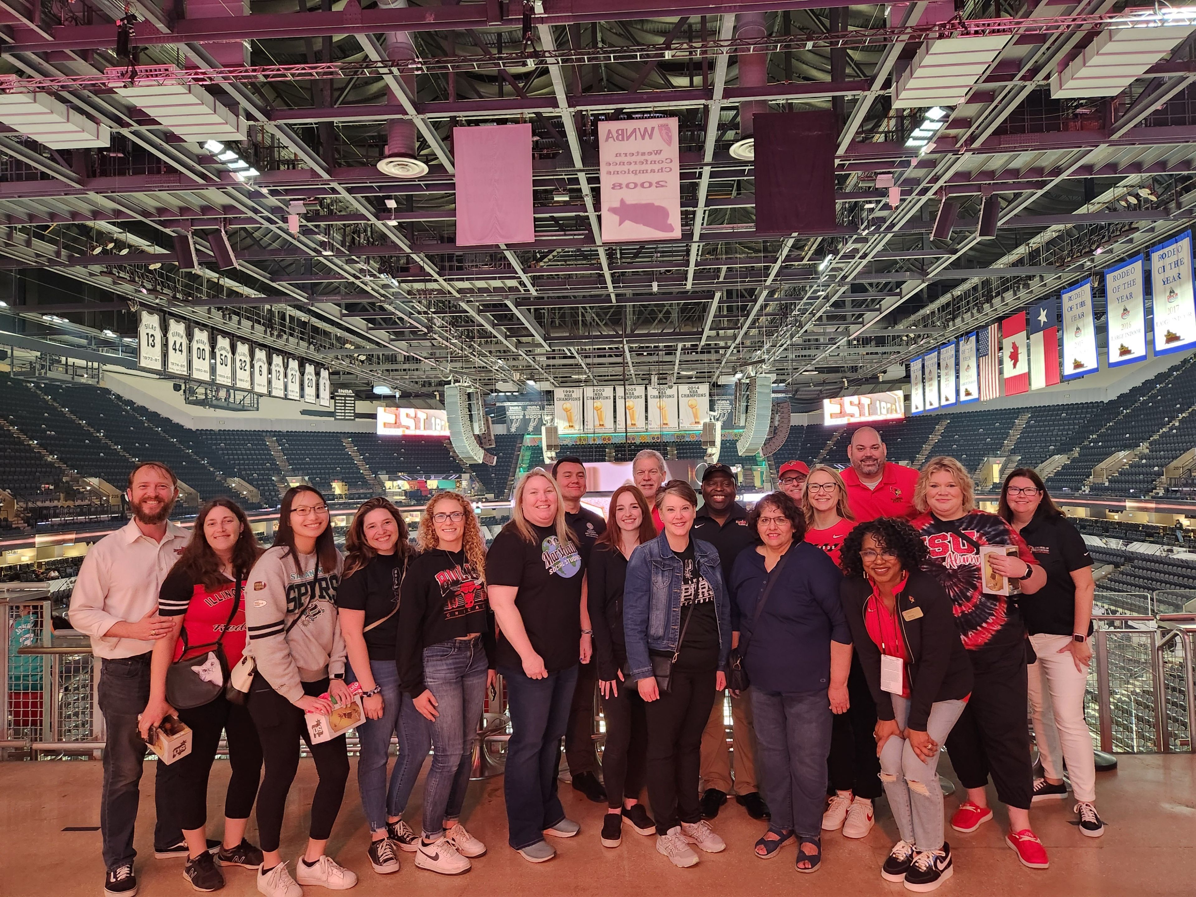 a group of individuals inside an arena.