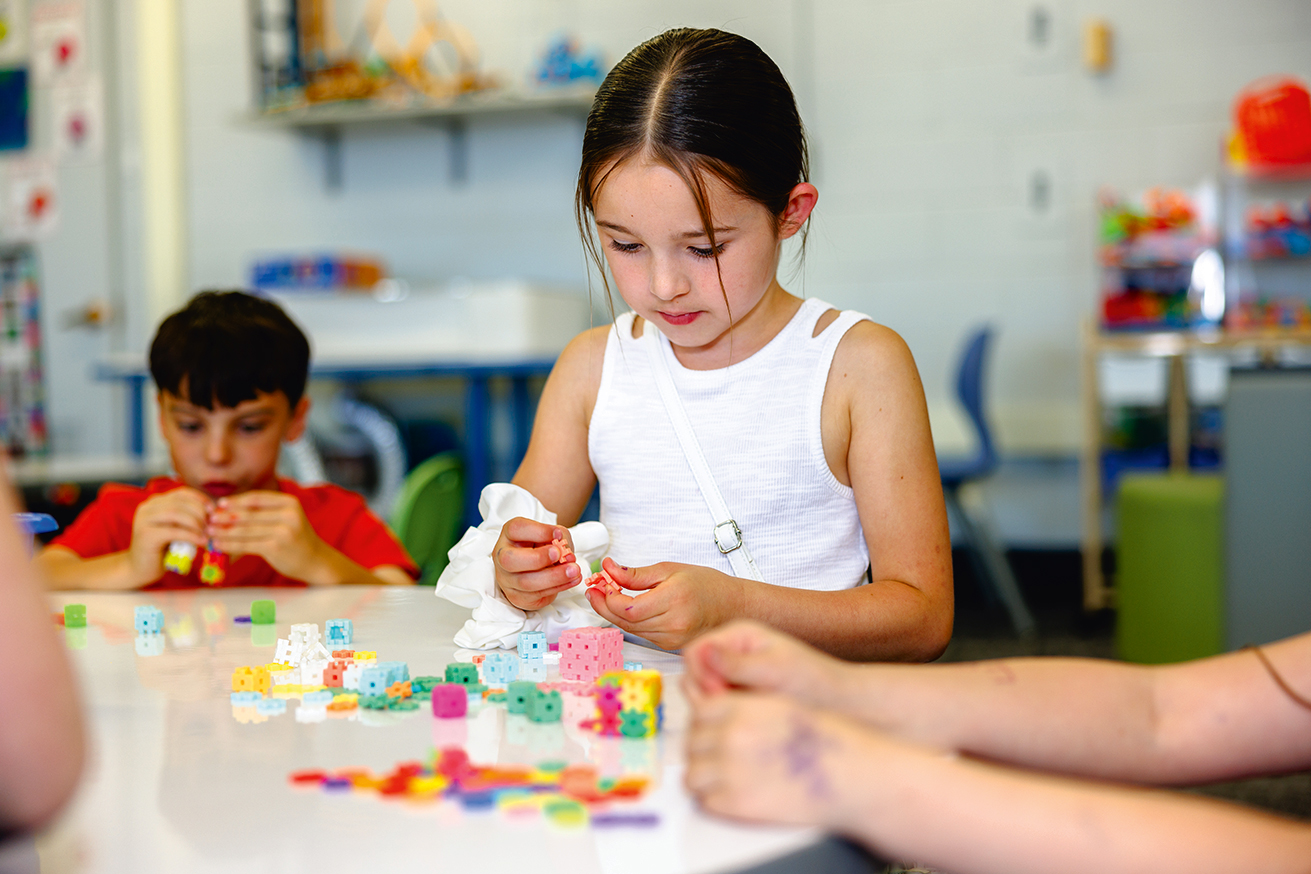 Children building in the Metcalf Maker Space