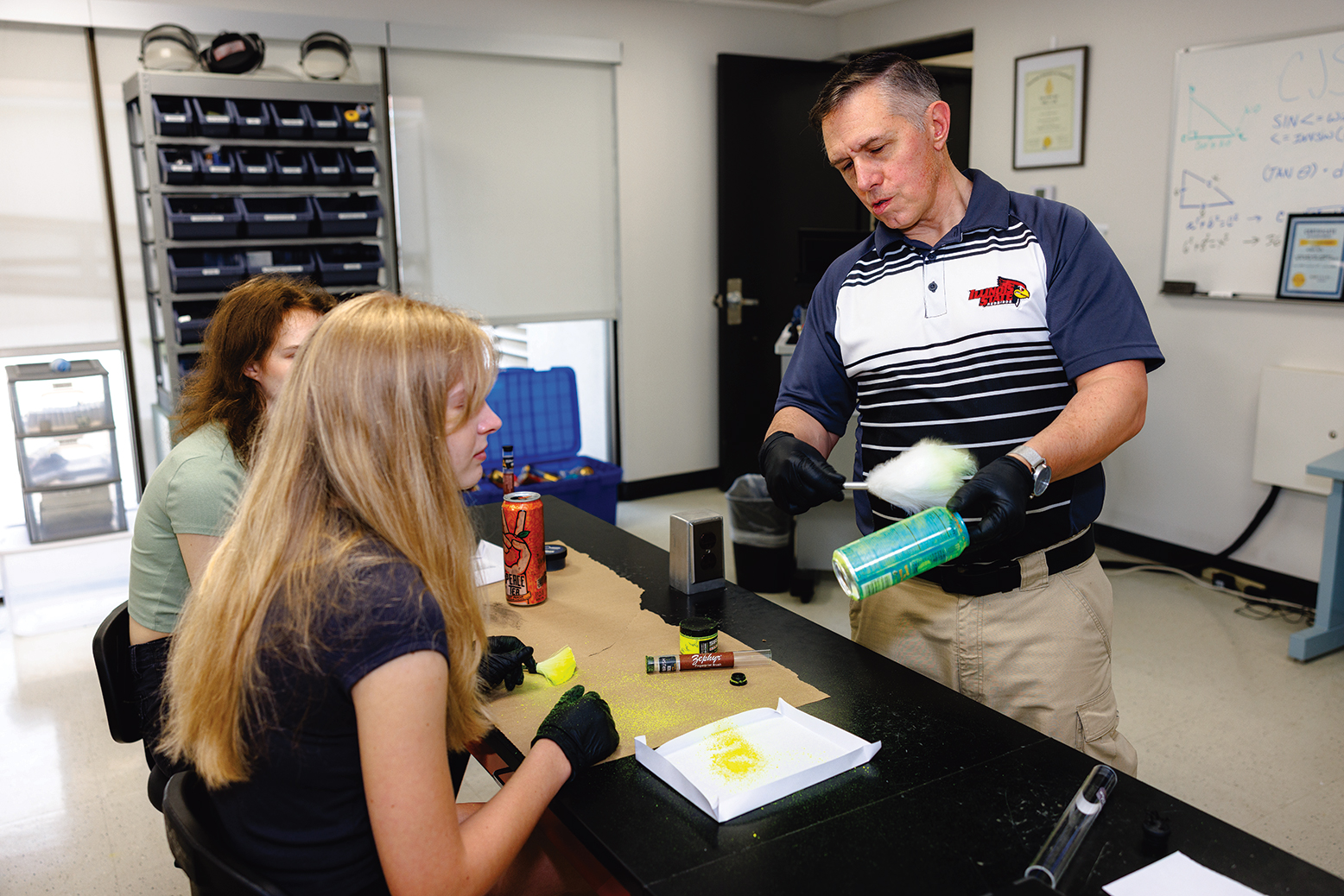 teacher and students in laboratory school
